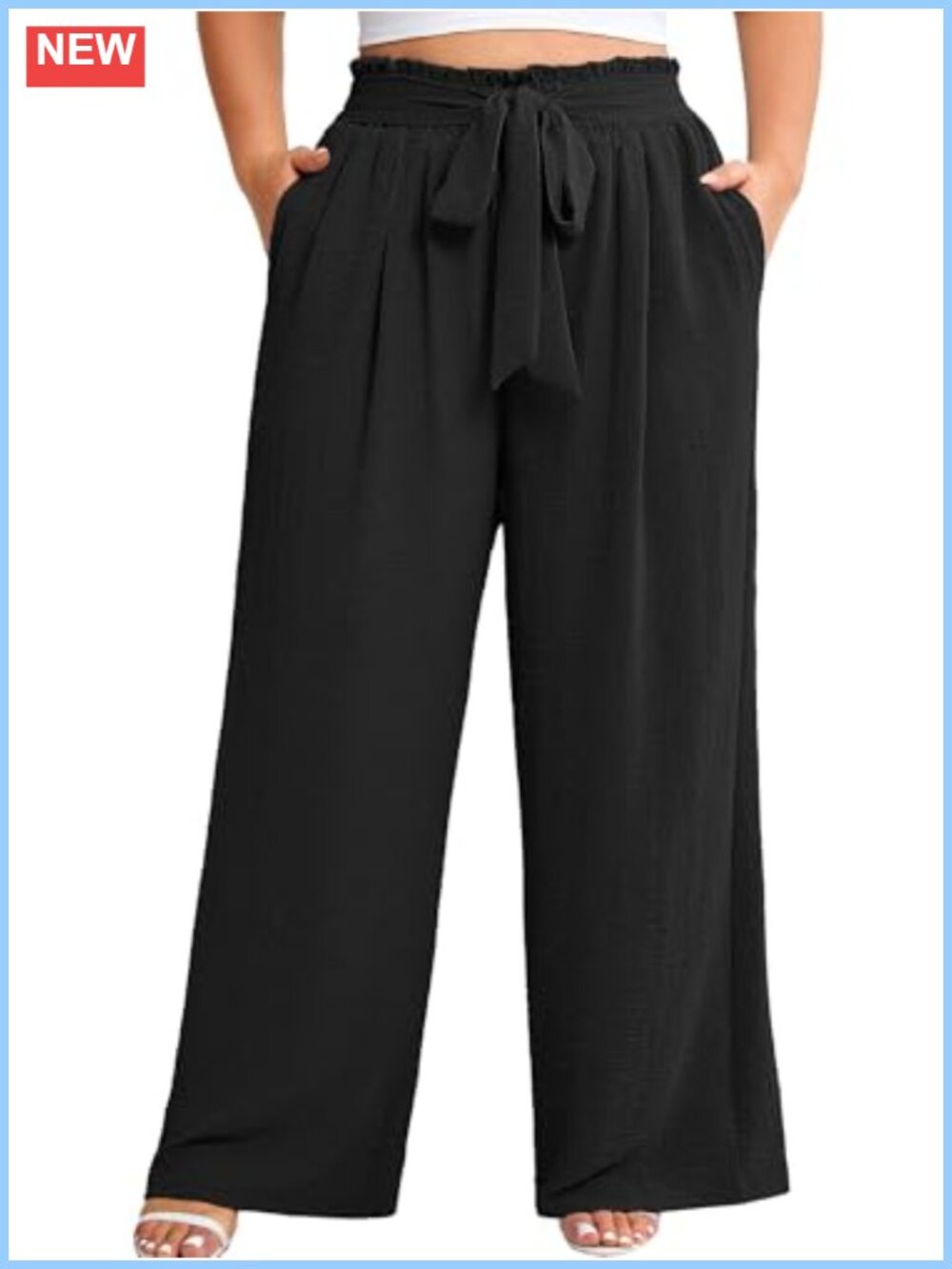 Plus Size Wide Leg Pants High Waist Palazzo Lounge Pants with Pockets